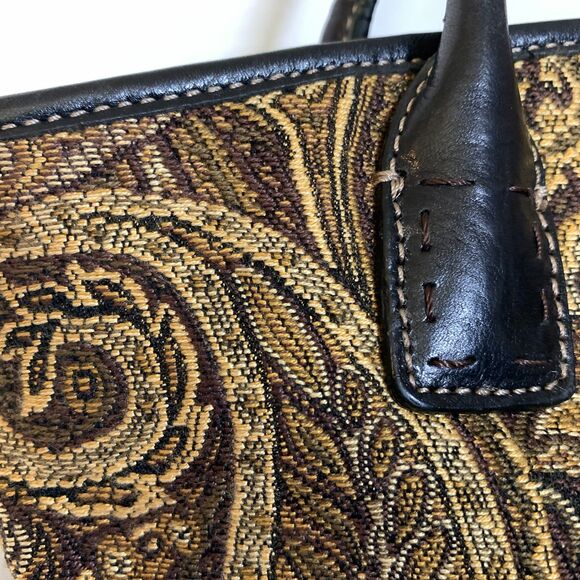 Vintage Fossil Forever Paisley Tapestry Purse Leather Accents Boho Y2K - Picture 13 of 16